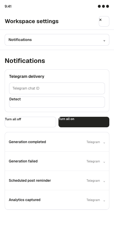 Mobile workspace notifications