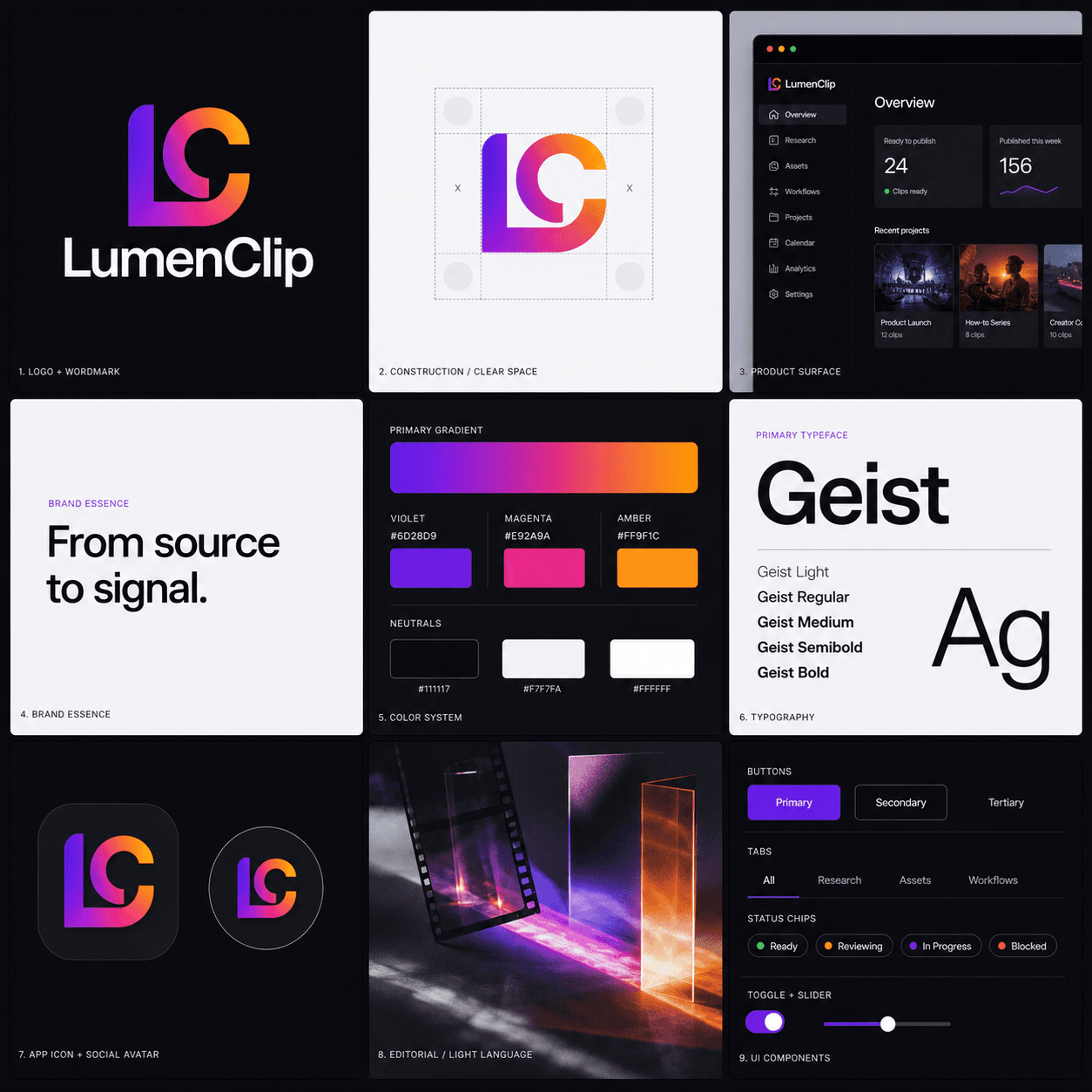 LumenClip visual system and product surface