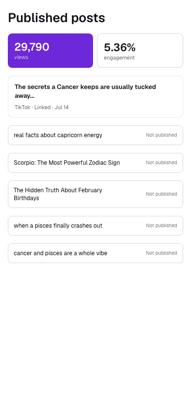 Mobile published posts