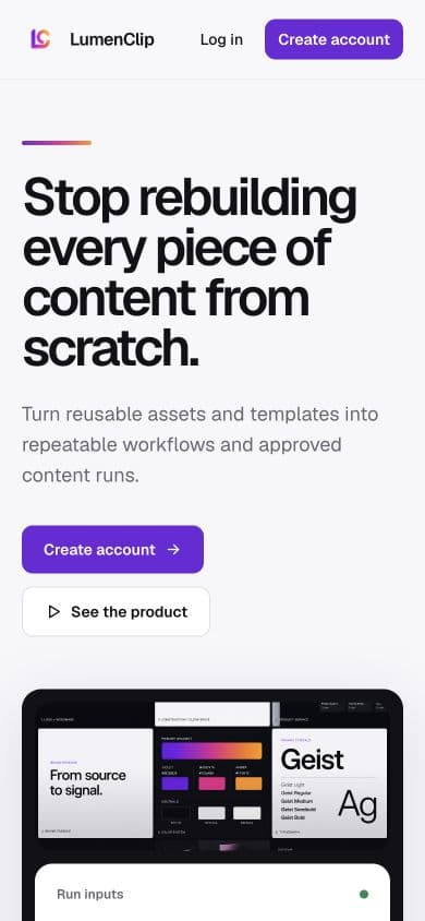 Mobile landing page