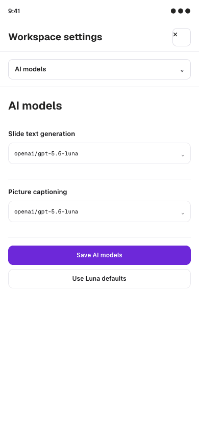Mobile workspace AI models